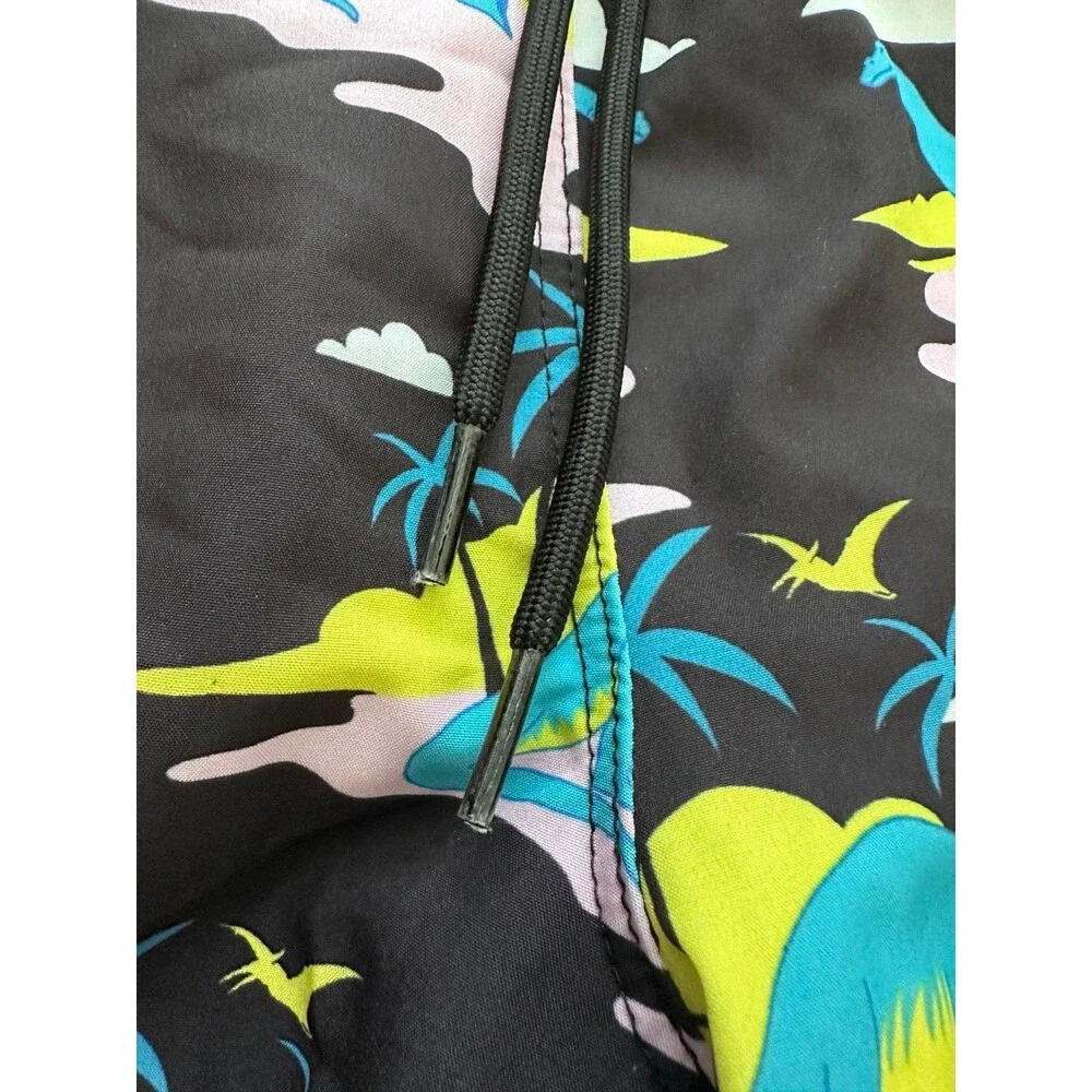 Cabana by Crown & Ivy Men's Dinosaur Swim Trunks Size Large Navy Liner Cut Out